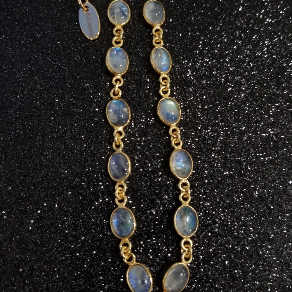 Rainbow moonstone gold plated choker necklace - Picture 5 of 6